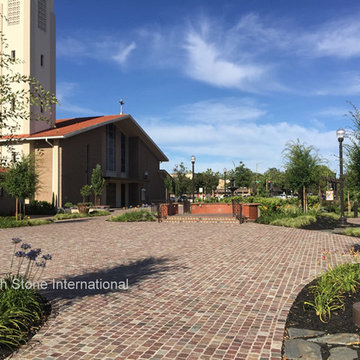 Porphyry Cobblestone Pavers, church courtyard