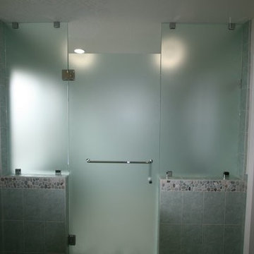 FROSTED GLASS INLINE GLASS SHOWER DOORS