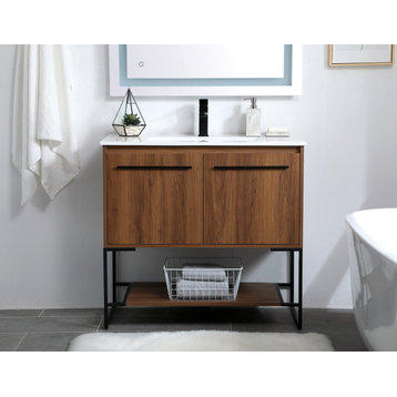 Elegant VF42036WB 36"Single Bathroom Vanity, Walnut Brown
