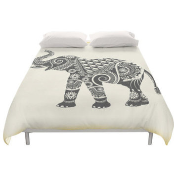 Boho Ornate Elephant Duvet Cover, Queen