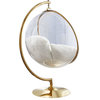Luna Metal Acrylic Swing Bubble Accent Chair With Stand, White, Faux Fur