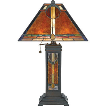 Roseto QZLMP439 Hardin 2 Light 24" Tall Table Lamp - Valiant Bronze