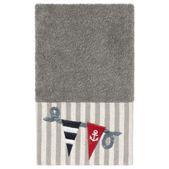 Linum Home Textiles Easton Turkish Cotton Embellished Washcloth Gray