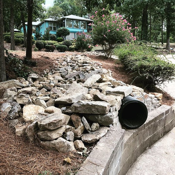 Dry River Bed Drainage/Retaining Wall/New Lawn