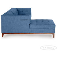 Harrison Midcentury Twil Sofa Chaise Sectional, Blue Curacao, Left Facing