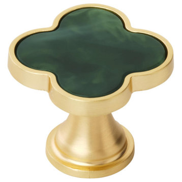 Cabinet Knobs, 2 Pack, Gold/Emerald Green