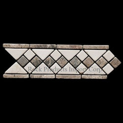 COLOR: EMPERADOR DARKBDT-06  BORDER CREMA MARFIL WITH EMPERADOR DARK TUMBLED - Accent Trim And Border Tile