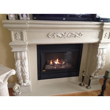 Sale, $500 off ---72" Verona Cast Stone Fireplace Mantel Mantle