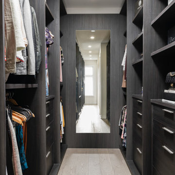 Custom Built Walk-in Closet with Textured Melamine (Adige Scuro) Finish