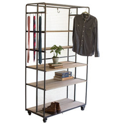 Traditional Clothes Racks Rolling Closet On Metal Casters