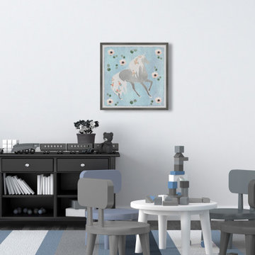 "Floral Unicorn Shadow" Framed Painting Print