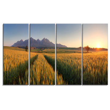 "Summer Wheat Fields Slovakia" Landscape Artwork Canvas, 4 Panels, 48"x28"