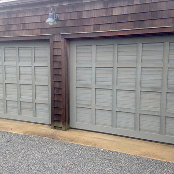 Custom Wood Garage Doors with antiquing process