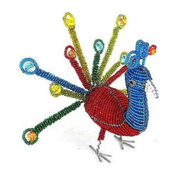 South Africa - Handmade Colorful Beaded Peacock - South Africa - Decorative Objects And Figurines