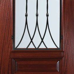 Slab Single Door 96 Wood Mahogany Warwick Arch Top Arch Lite - Front Doors