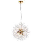 Elegant - Elegant Solace 9-LT Pendant 3507D18G Gold - Solace collection features clear crystal beads strung on thin chome wires bursting from the center. The modern pendant is an eye-catching design that embellished with several clear crystals transforming the luminous globe to a work of art. Make a statement or set the mood in your living room, dining room, or foyer with this gorgeous style.