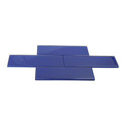 3x9 Cobalt Blue Glossy Subway Glass Tiles - Home Accessories & Decor