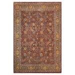 Bareens Designer Rugs - Turkish Knotted Istanbul Lillie Brown/Green Wool Rug 8'2'' x 9'11'' - Designed with a mesmerizing intricate traditional motif this glorious hand knotted rug is a masterpiece that will fill any space with sophistication and grace. An exhilarating color pallet with an elaborate design, this masterpiece features luxurious hand spun wool with all vegetable dyes to add comfort and style to your decor. The design, color and beautiful chromatic composition with a sheen in traditional and transitional designs, exude beauty, elegance and quality make this rug a masterpiece of its own.
