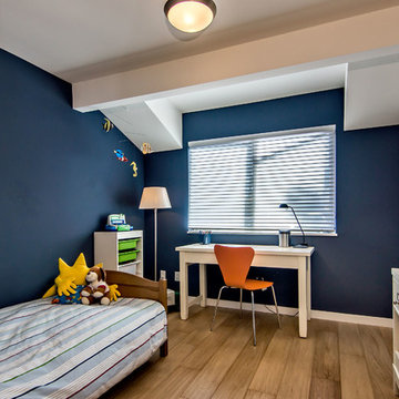 Navy Blue Boy Bedroom with Shed Dormer