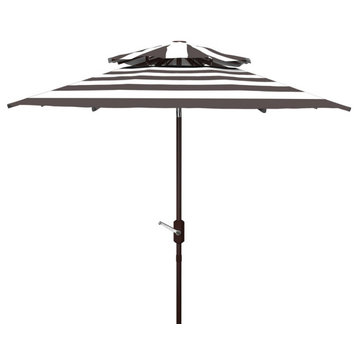 Safavieh Outdoor Iris Fashion Line 9ft Double Top Umbrella Grey/White
