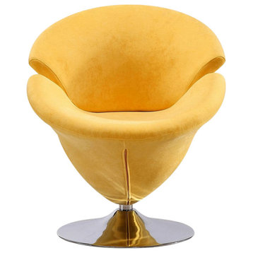 Manhattan Comfort Tulip Velvet Swivel Accent Chair, Yellow, Single