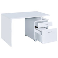 Benzara BM156222 Gorgeous white Wooden desk with cabinet
