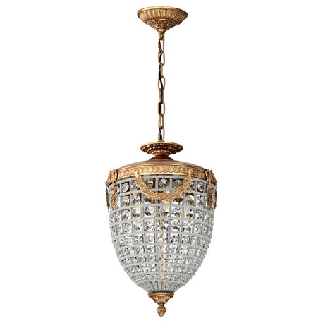 Sonoma 4-Light Antiqued Gold Leaf Beaded Crystal Chandelier