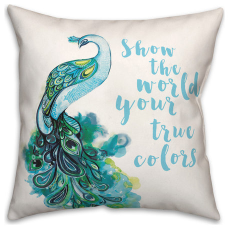 True Colors Peacock 2 16x16 Spun Poly Pillow