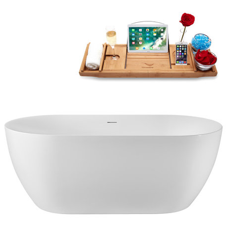 59" Streamline G-39-190-ORB Freestanding Bathtub, Tray, Drain, Oil Rubbed Bronze