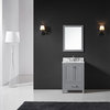 24" Single Bathroom Vanity, Taupe Gray with Carrara Marble Top and Mirror