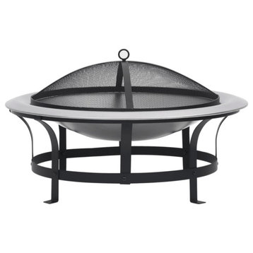 Vidaxl Outdoor Fire Pit With Grill Stainless Steel 29.9"
