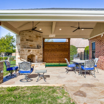 Sunnyvale TX Custom Covered Patio W/ Outdoor Fireplace