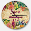 Life Is Beautiful Butterfly Floral Oversized Quote Metal Clock, 23"x23"