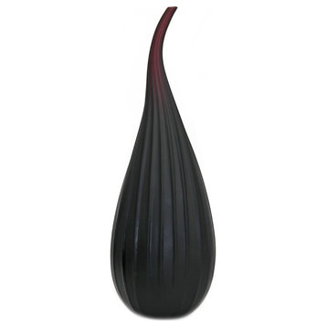 Murano Glass Stripe Vase, Black