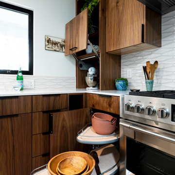 Magic Corner and Appliance Garage in Midcentury Modern Kitchen