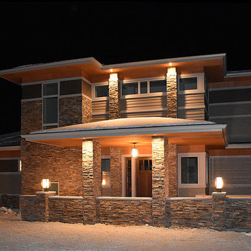 North Elevation, night lighting