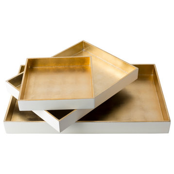 Kalista Contemporary Metallic Decorative Trays, 3-Piece Set