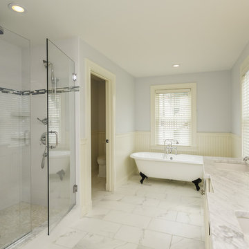 Carrara Marble Tile White Bathroom Design Ideas