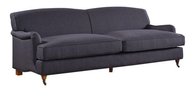 Mid Century Modern Large Linen Fabric Sofa With Casters Mid Century Modern Large Linen Fabric Sofa With Casters Dark Gray