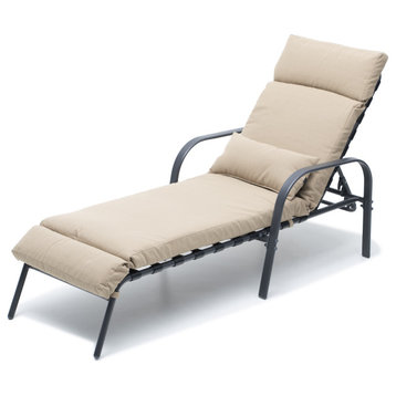 Outdoor&Indoor Adjustable Chaise Lounge Chair with Cushion and Pillow, Tan