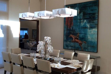 Large beach style kitchen/dining room combo photo in Miami
