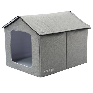 Pet Life "Hush Puppy" Heating and Cooling Collapsible Pet House, Gray, Small