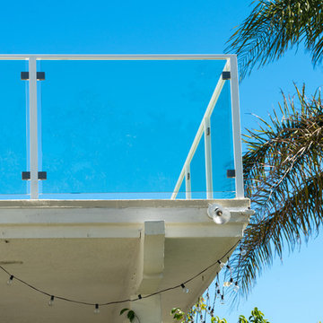 Custom Glass Panel Railing, Balcony Waterproofing, Walkway