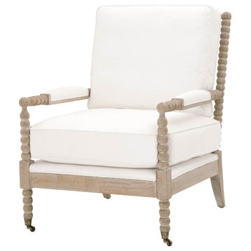 Rouleau LiveSmart White Performance Fabric Lounge Chair Solid Wood Frame