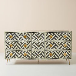 Optical Inlay Nine-Drawer Dresser - Dressers