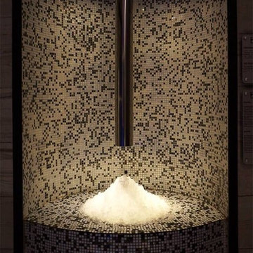 Modern bathroom with custom 3/8" mosaic walls