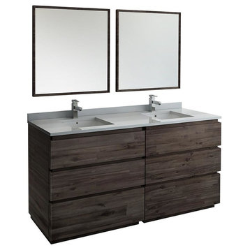 72" Floor Standing Double Sink Vanity, Faucet, FFT1030BN