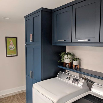 Modern Laundry Room Remodel | Custom Storage Cabinets & Quartz Folding Counter