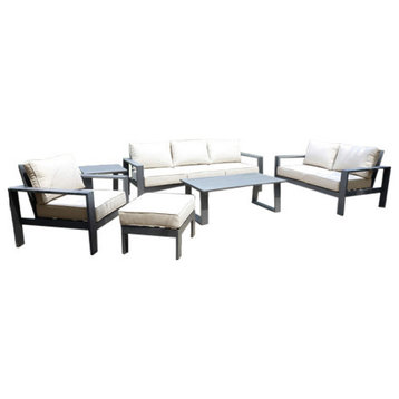 Finley 6-Piece Deep Seating Set, Powdered Pewter/Cast Silver