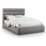 Meridian Furniture - Adam Upholstered Bed, Grey, Queen, Chenille Fabric - Revealing the silky, soft Adam grey chenille queen bed, showcasing deep channel tufting and a contemporary design to add a touch of modern elegance to your bedroom. Its fully slatted construction eliminates the need for a box spring, while the option to add additional panels allows you to customize the headboard height. Crafted for both style and durability, it becomes the centerpiece of your bedroom, creating a sophisticated and inviting atmosphere.